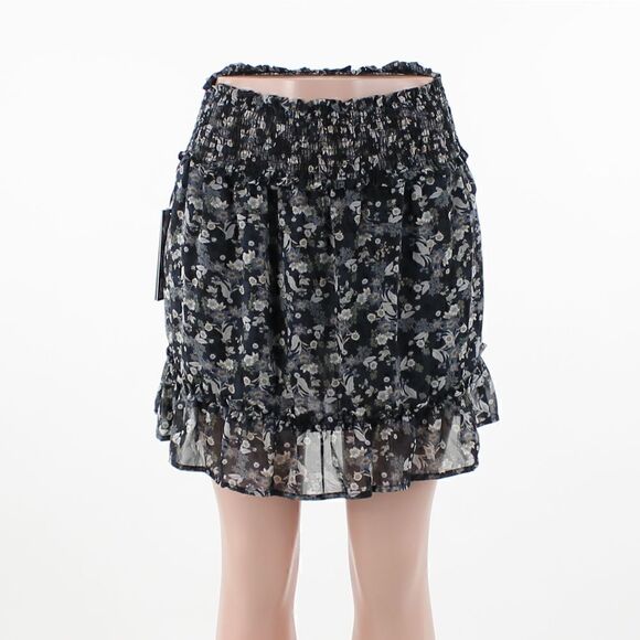 DKNY Jeans Ruffle-Hem Mini Skirt Black Indigo Multi - Picture 2 of 5